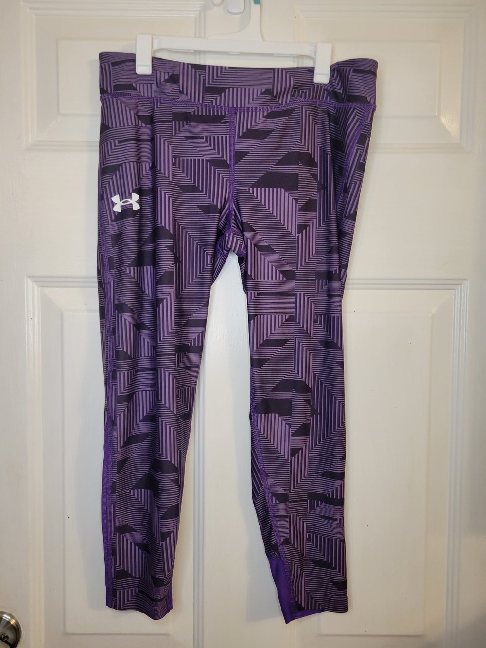 Under Armour Girls Purple Geo Print Leggings - Picture 2 of 7